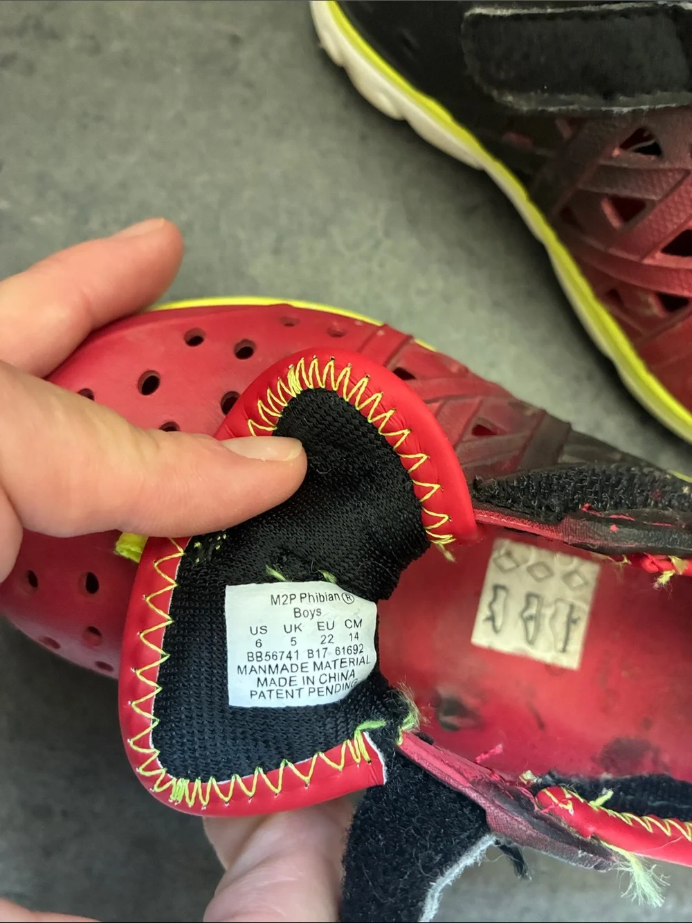 Stride Rite Red and Neon Yellow Kids Water Shoes